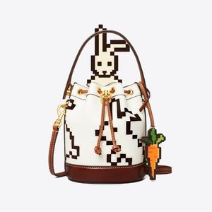 Tory Burch Mini Pixelated Rabbit Bucket Bag